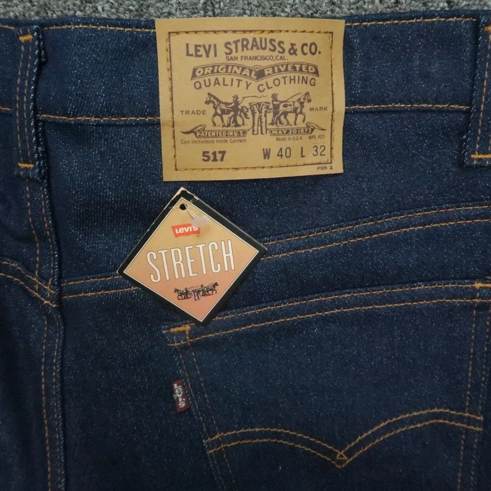 VINTAGE Levis Jeans Mens 38x33 Blue 517 Heavyweight‎ Stretch Denim USA NWT